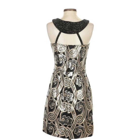 Lilly Pulitzer Sydney Brocade Dress 2 Black Gold Silver Metallic Cocktail Party - Picture 4 of 12